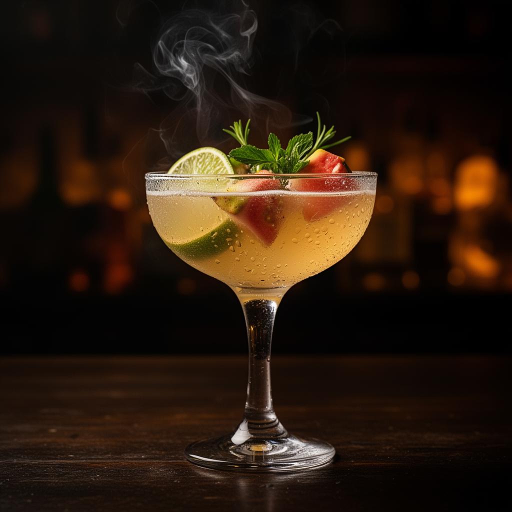 Coctel artesanal con mezcal, guayaba y hierbas